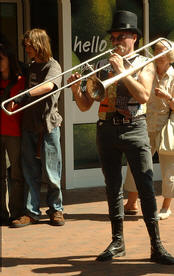 Trombone player in a morris band